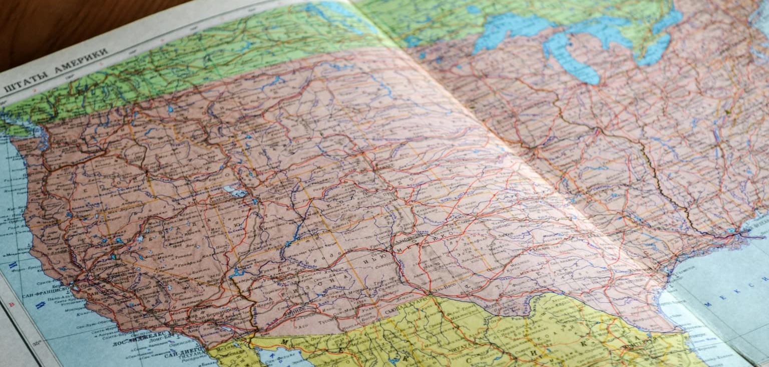 spread of a map of the USA